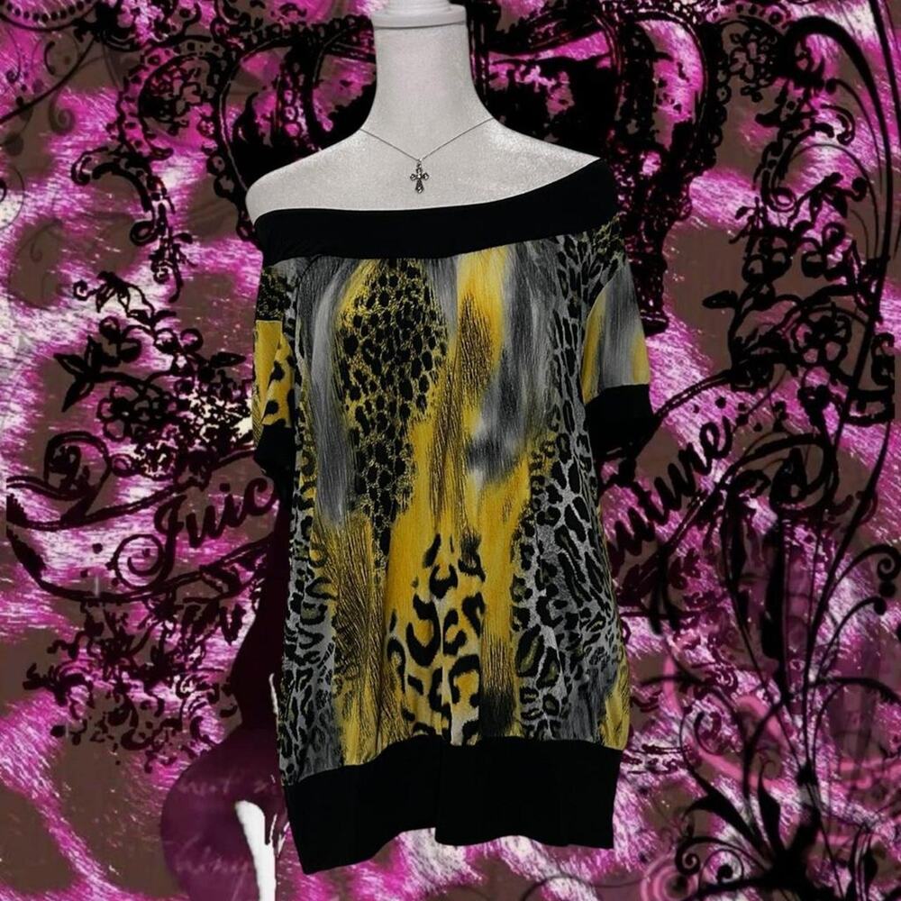 Black and yellow leopard print top